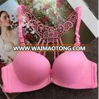 sexy beauty-back design bra with pure pretty color young women's padded bra top